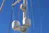 Dual Sailor 800 VSAT system atop the 60 degree rotating mast of a 33.3m catamaran