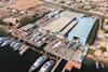 Aerial shot of the UMQ shipyard.