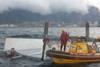 The 39ft Escape Cat overturned in Cape Town harbour