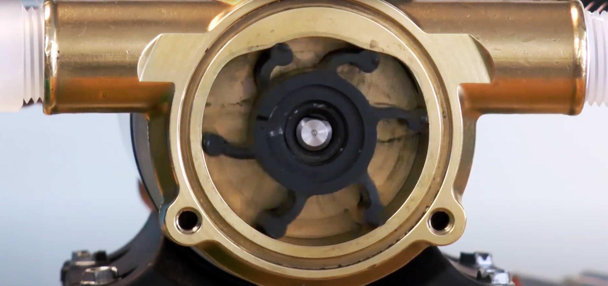 Marine impeller pump system showing boat motor water pump impeller operation