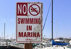 A proposed regulation in the US would require marinas to identify the threat of electric shock hazard on no swimming signs posted around marinas