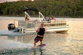 Young boating family