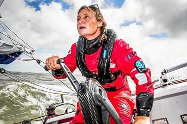 Solo sailor Pip Hare braving the elements in the Vendee Globe