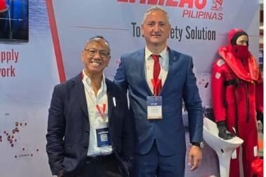 Crispo Mojica - LALIZAS Pilipinas Country Manager, with Tasos Galanakis – Vice President-CCO, and Michalis Loupasakis – Maritime Sales Director