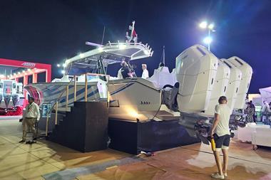 Four 600hp mercury outboards on the Huntrex 54