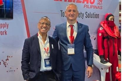 Crispo Mojica - LALIZAS Pilipinas Country Manager, with Tasos Galanakis – Vice President-CCO, and Michalis Loupasakis – Maritime Sales Director