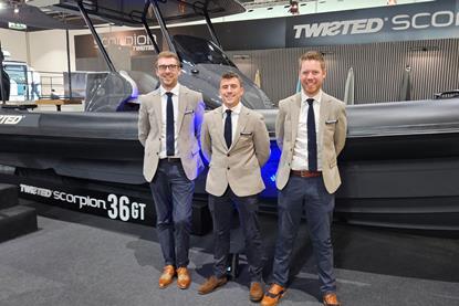 Scorpion RIB and sales team at Dusseldorf Show,