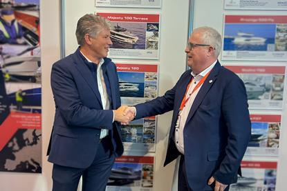 Gulf Craft CEO, Erwin Bamps and MGM Boats managing director, Gerry Salmon