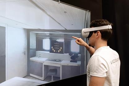 The Oculus 2 headset is so immersive that clients usually have to be sat down to use it