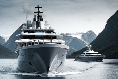 Oceanco-built superyachts Leviathan, left, and Draak
