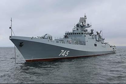 Admiral Grigorovich, a 409-foot Russian naval frigate