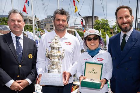 Sydney-Hobart Race winners receiving trophy Pic Credit RSHYR