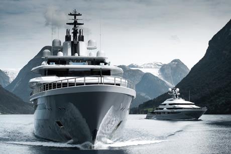 Oceanco-built superyachts Leviathan, left, and Draak