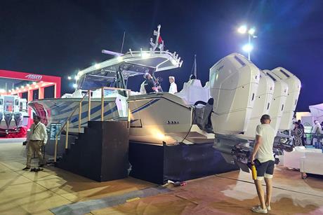 Four 600hp mercury outboards on the Huntrex 54