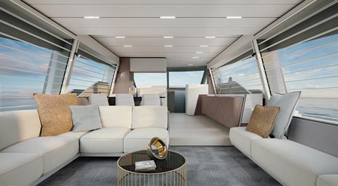 The main deck onboard the Ferretti Yachts 720