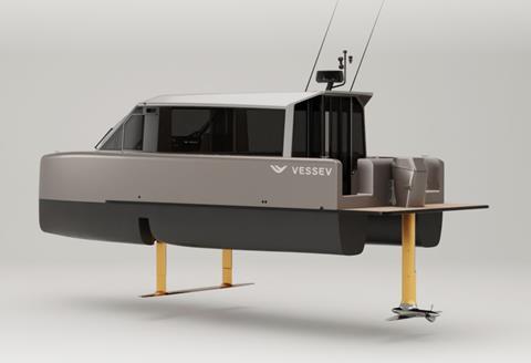 The foiling system was developed from the Admiral’s Cup applications and can support the 8.95m vessel in 0.75m waves and a top speed of 30 knots.