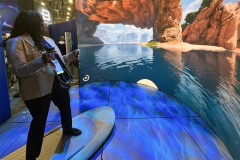 A new-for-2025 Fliteboard simulator has proven a hit with CES visitors