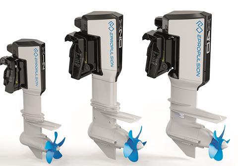 A great deal of effort is being placed on specialised propellers for outboards, especially where hydro regeneration is a feature. ePropulsion’s new X Series feature a swept, five-bladed design
