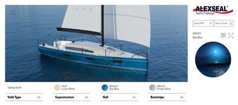 ALEXSEAL's Color Configurator with the sailing yacht model selected