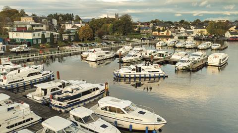 Carrick-On-Shannon’s public marina on the River Shannon, Ireland